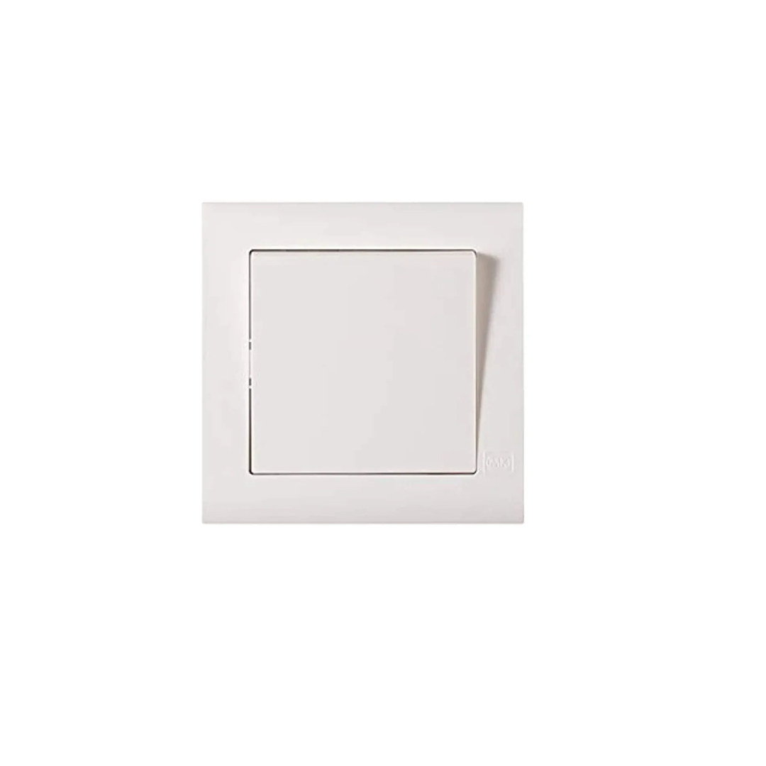 MK Essentials 10A 1 Gang 1 Way White Switch- Wide Rocker