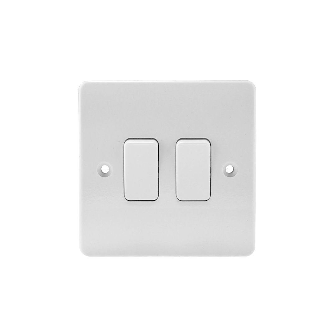 MK Logic Plus 10A 2 Gang SP 2 WAY Plate White Switch
