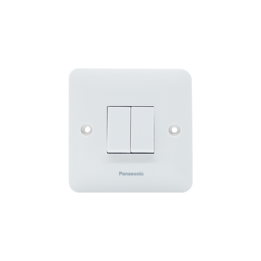 Panasonic 10A 2Gang 1Way Switch Harmony White WBC5021