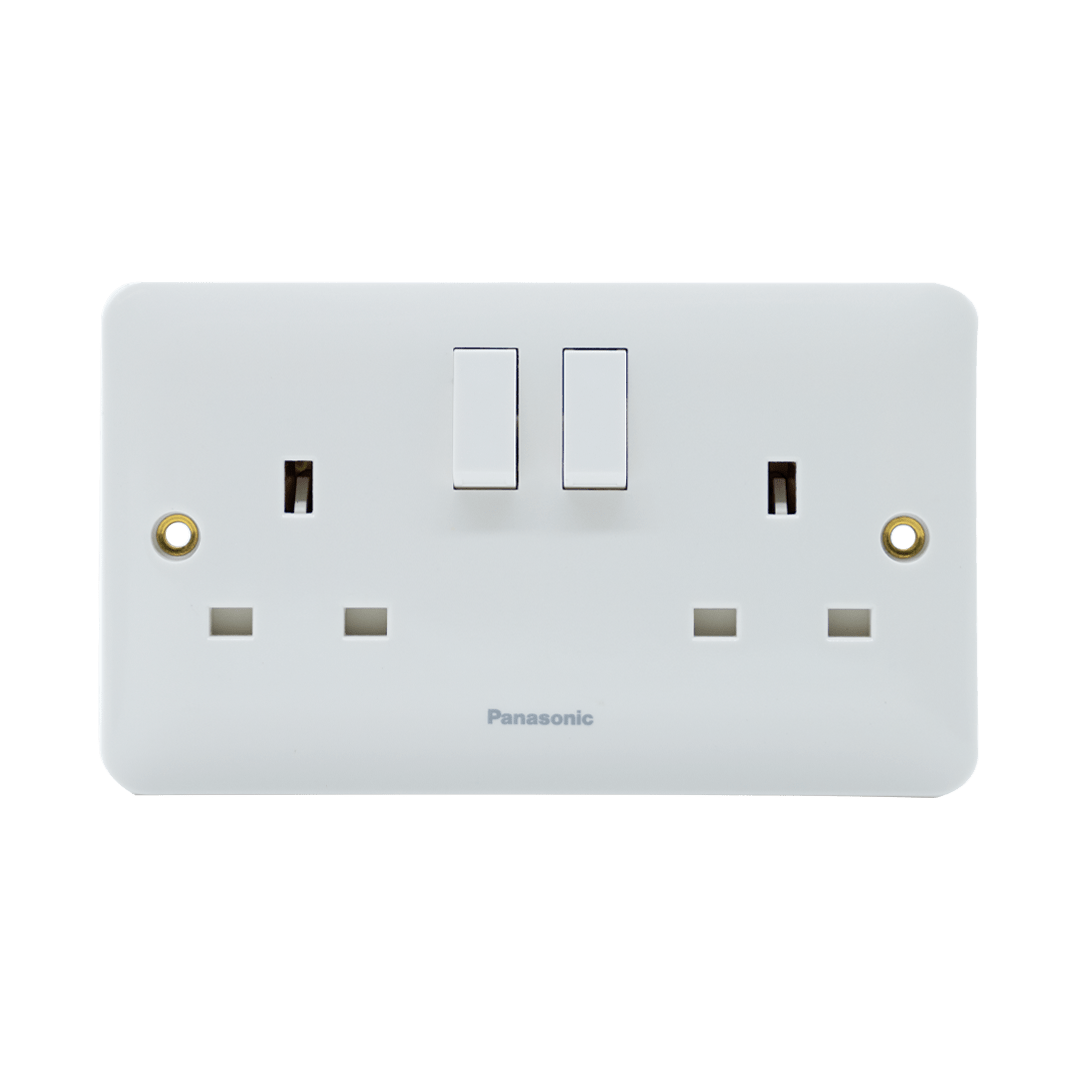 Panasonic 13A 2Gang Double Pole Switched Socket Outlet Harmony White WBC1222